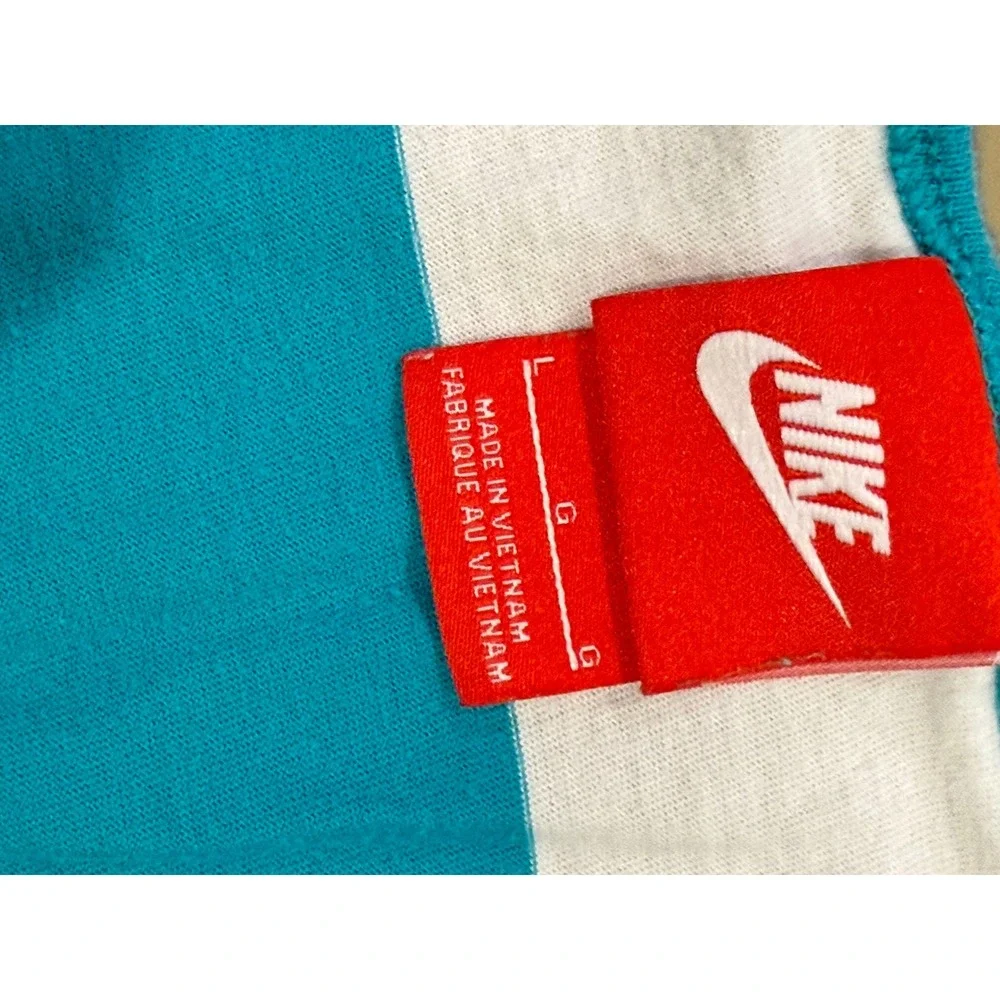 Vintage Red Tag Nike Tank Top Teal White Stripe Logo‎ Sleeveless Mens Size L